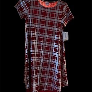 Lularoe Carly Holiday Dress red with silver xs